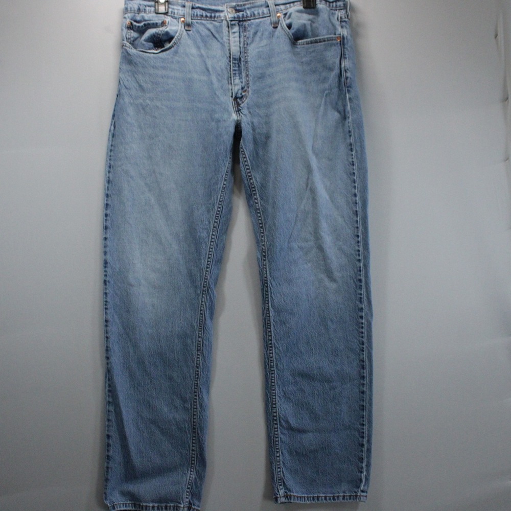 Levis 559 Relaxed Straight Jeans Mens 38x34 Light Wash Denim Light Knee Faded